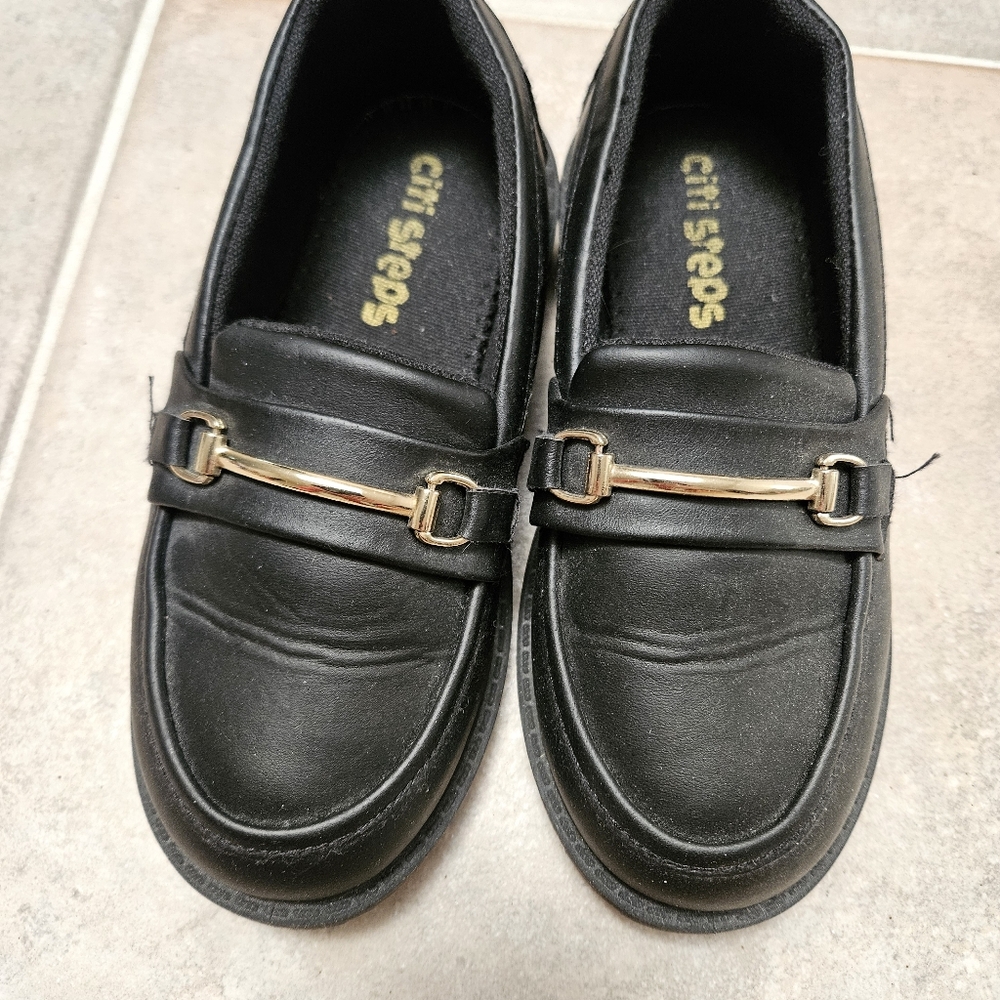 Black Loafers with Metal Accent